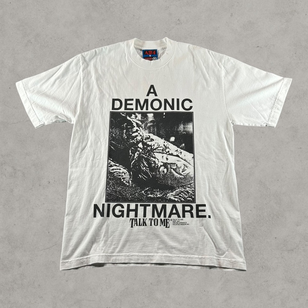 Online Ceramics A24 A Demonic Nightmare T-Shirt Mens Medium White Movie Promo